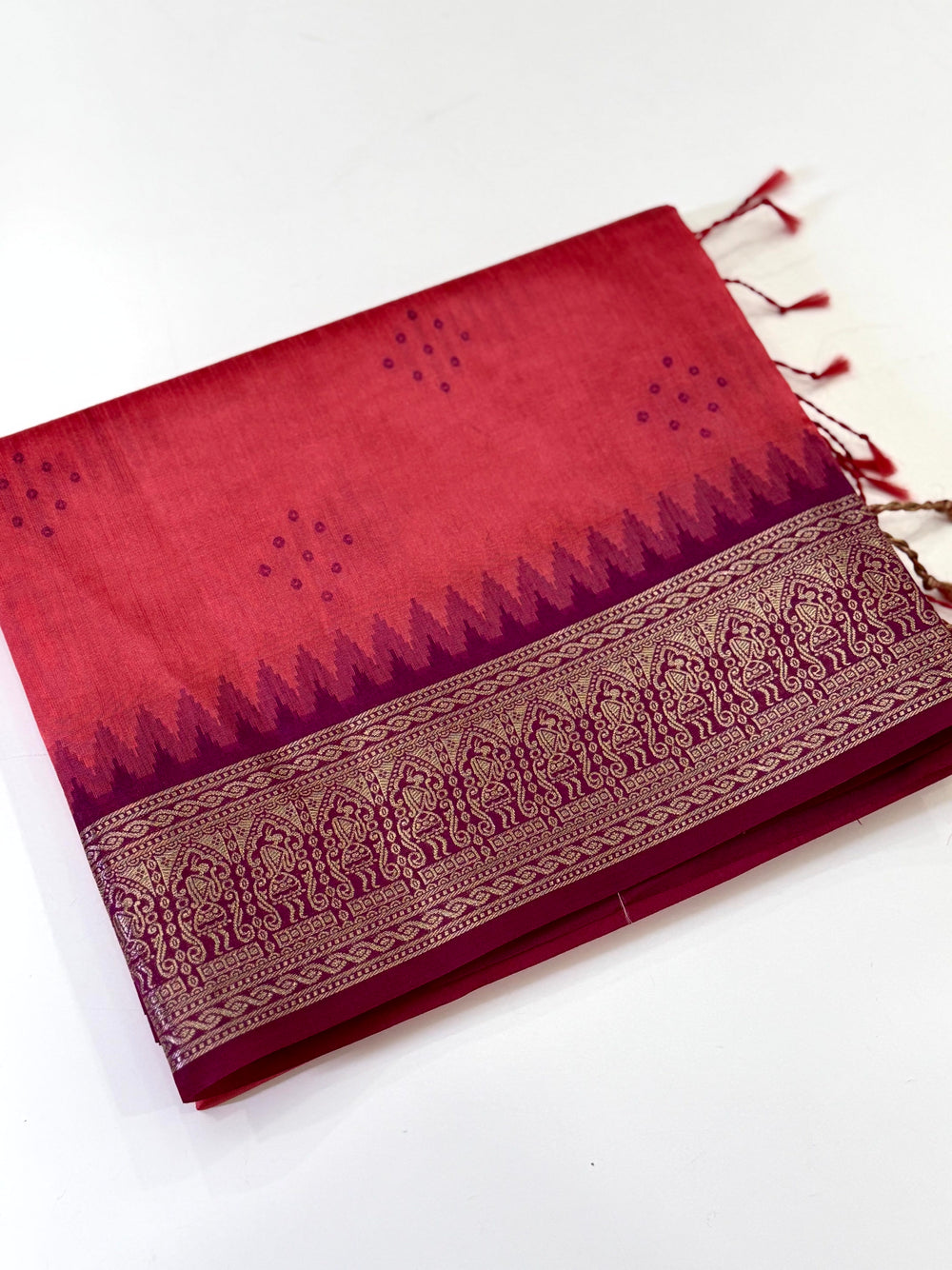 Pink Bandhej Weave Kanchi Pattu Saree