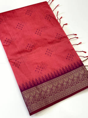 Pink Bandhej Weave Kanchi Pattu Saree