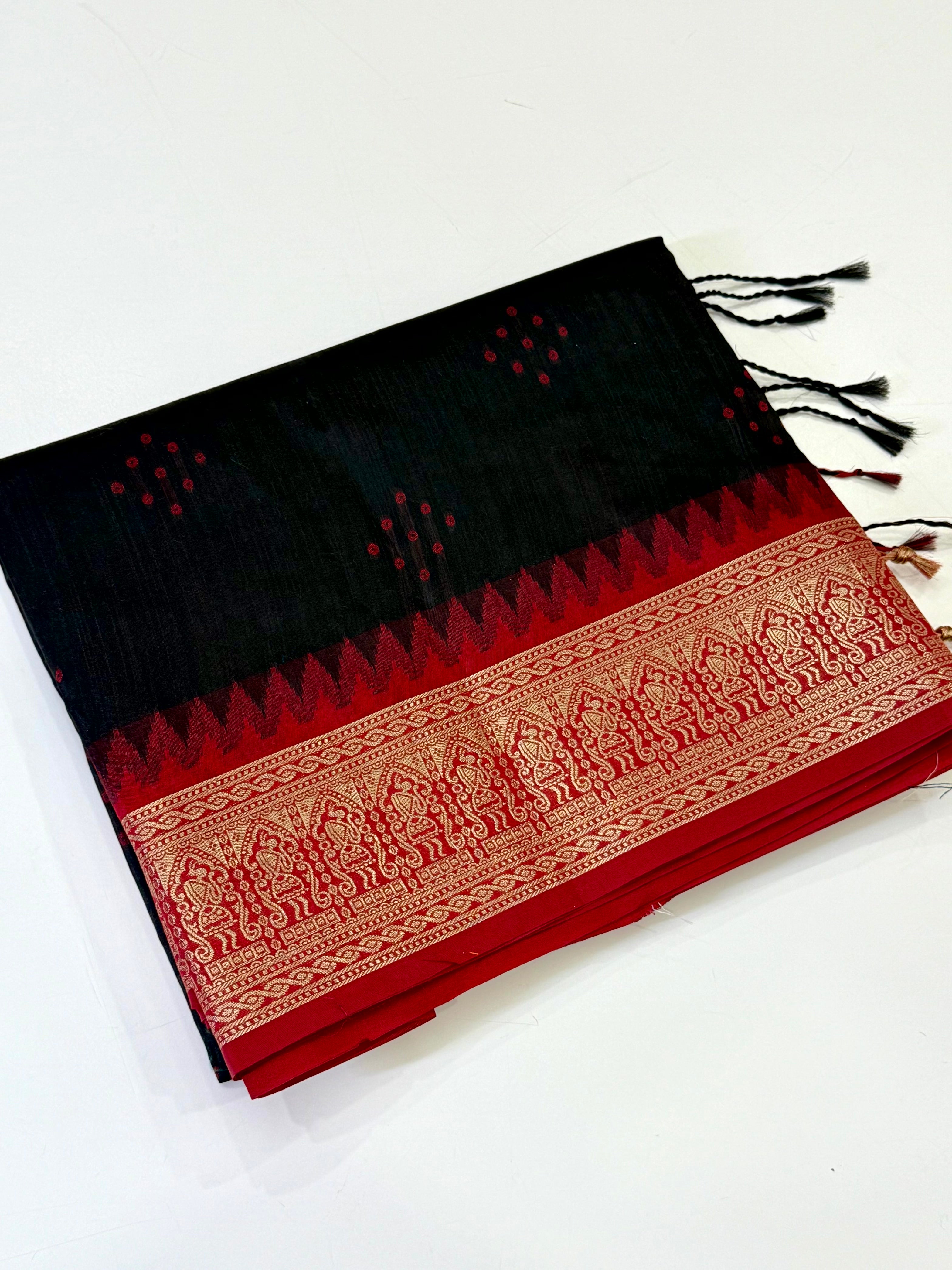Black Bandhej Weave Kanchi Pattu Saree