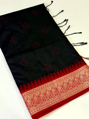 Black Bandhej Weave Kanchi Pattu Saree