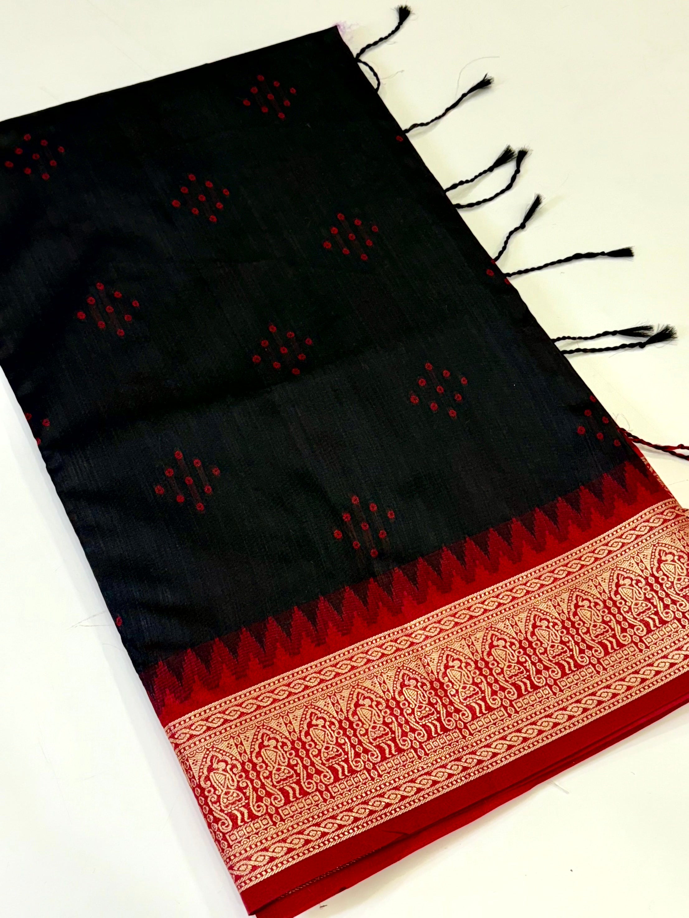 Black Bandhej Weave Kanchi Pattu Saree