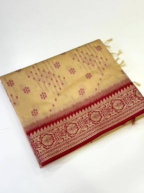 Cream Bandhej Pochampally Raw Silk Saree