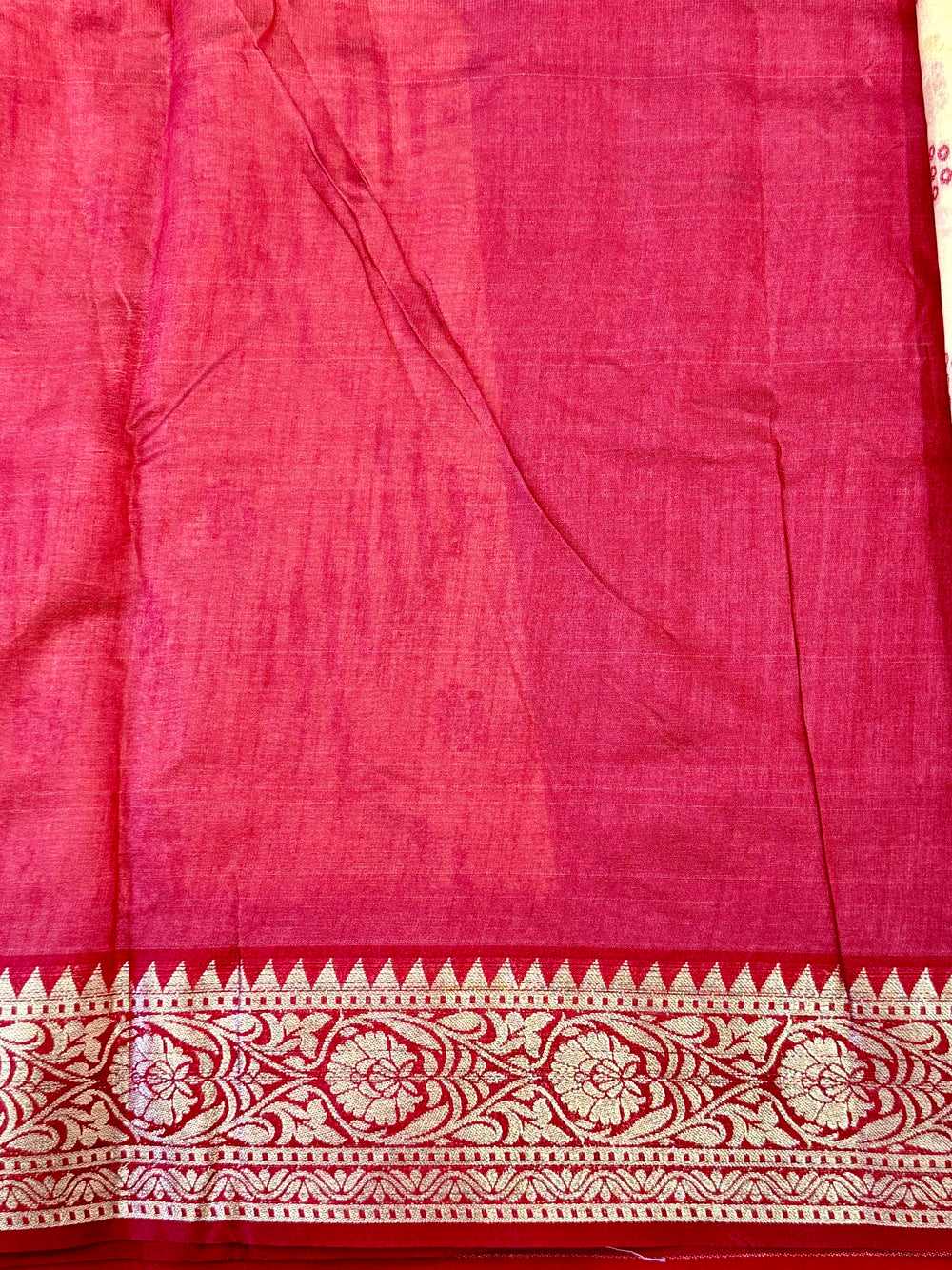 Cream Bandhej Pochampally Raw Silk Saree