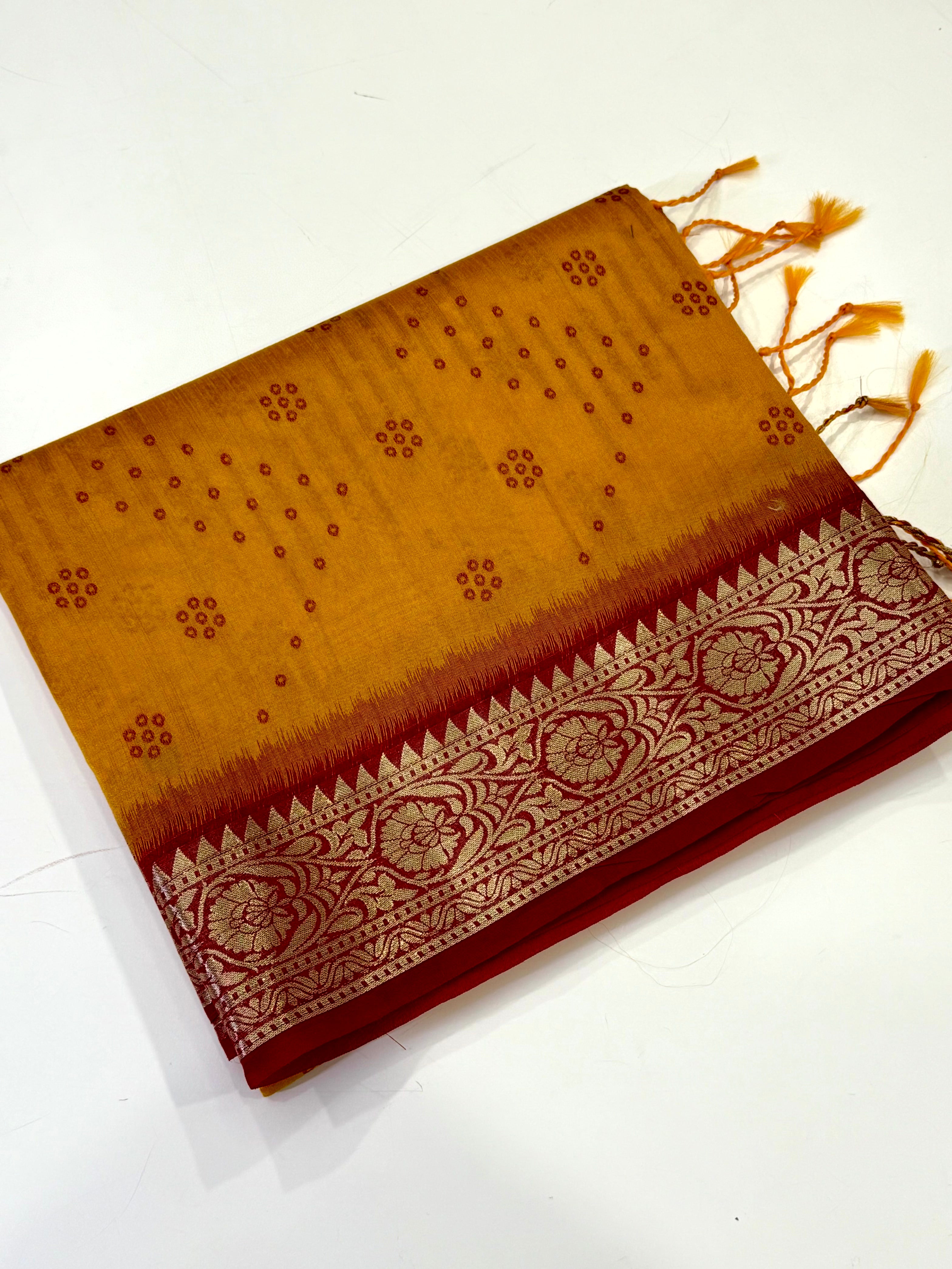 Yellow Bandhej Pochampally Raw Silk Saree