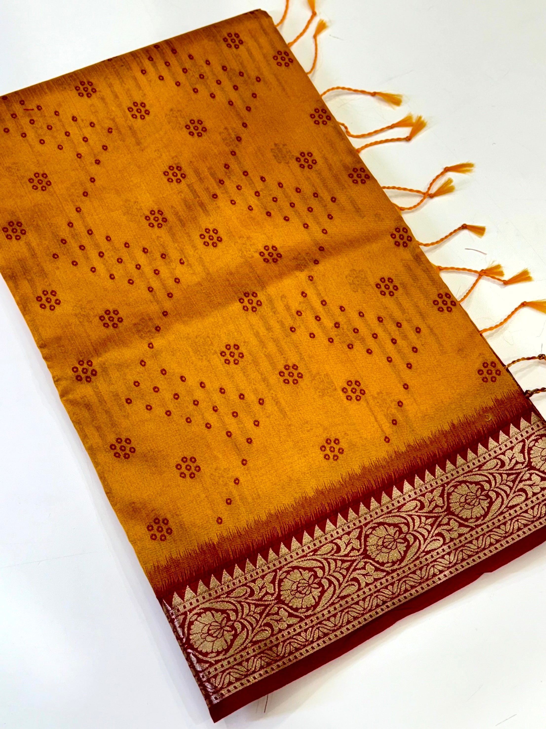 Yellow Bandhej Pochampally Raw Silk Saree