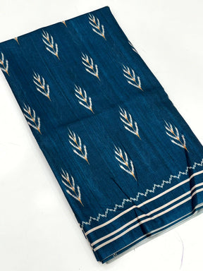 Elegant Navy Bold Ikkat Tussar Saree


