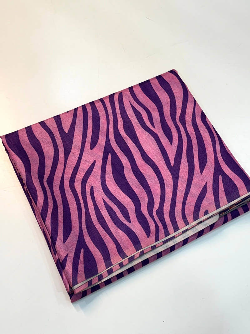 Wine Tussar Zebra Print Saree