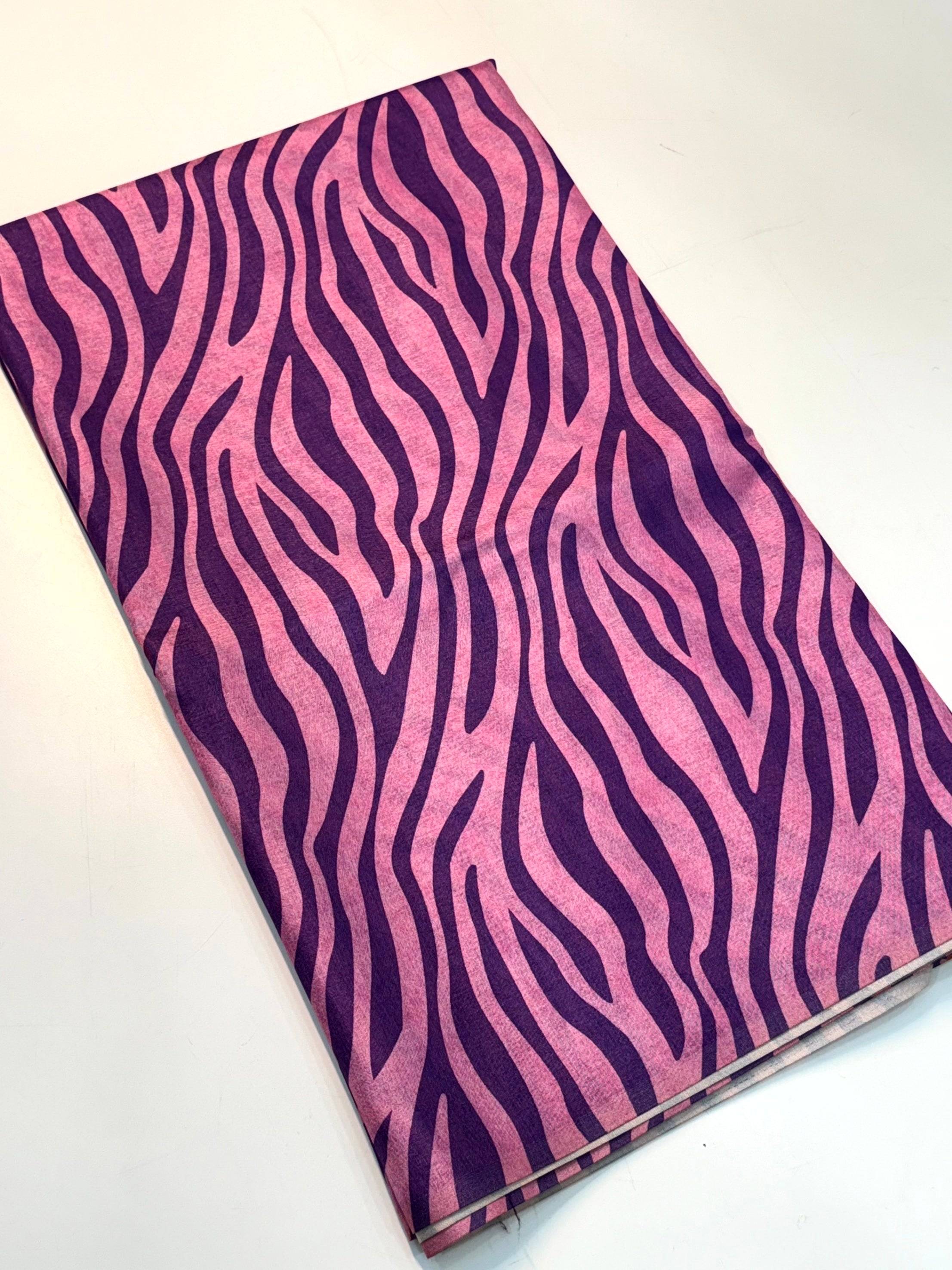 Wine Tussar Zibra Print Saree