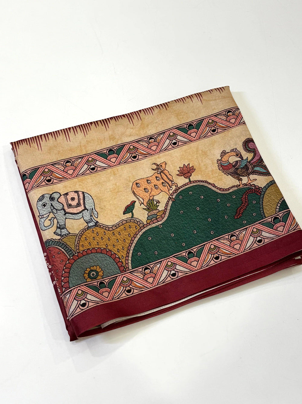 Stylish Semi Tussar Silk Kalamkari Saree