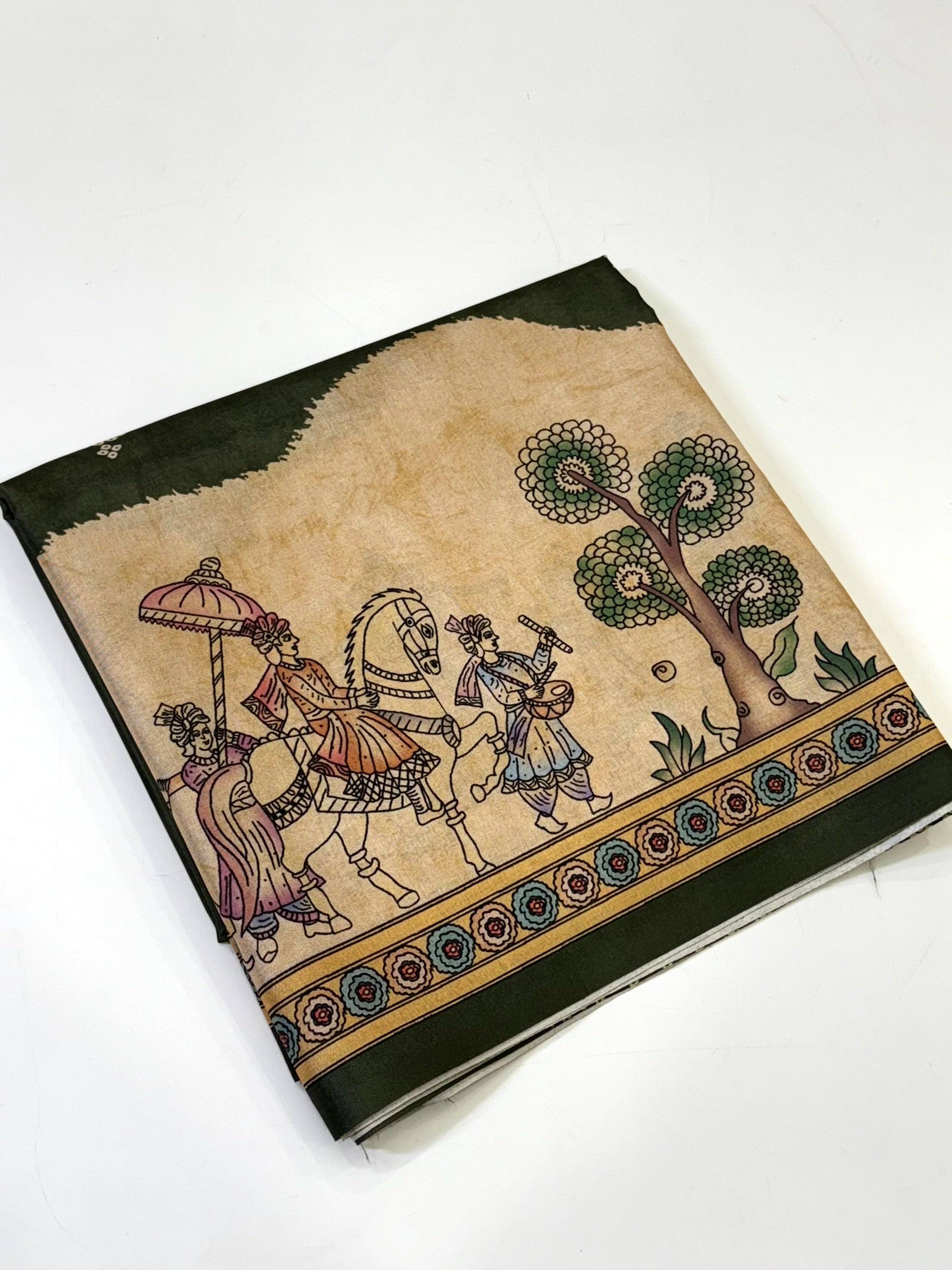 Radiance Semi Tussar Silk Kalamkari Saree