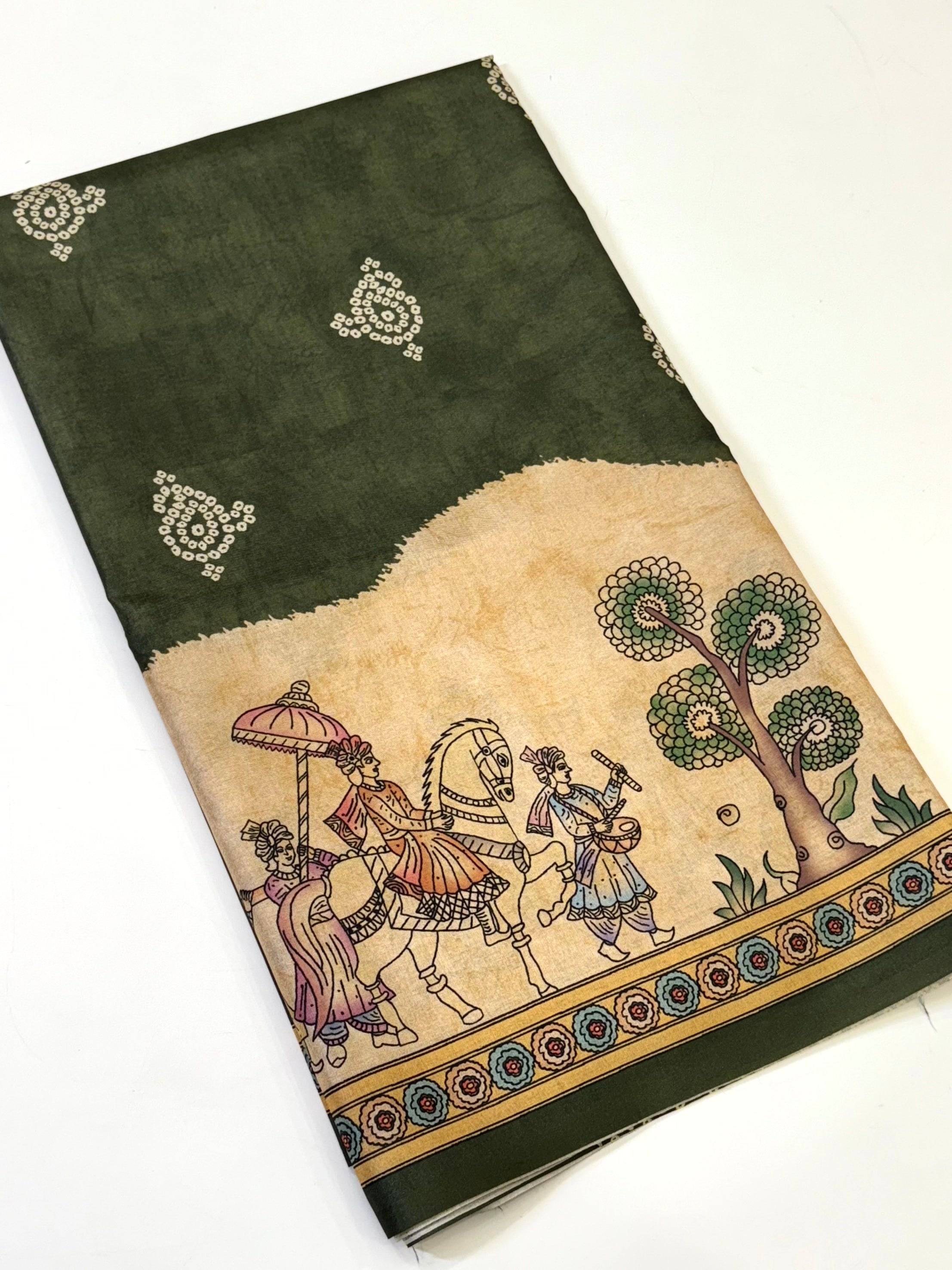 Radiance Semi Tussar Silk Kalamkari Saree