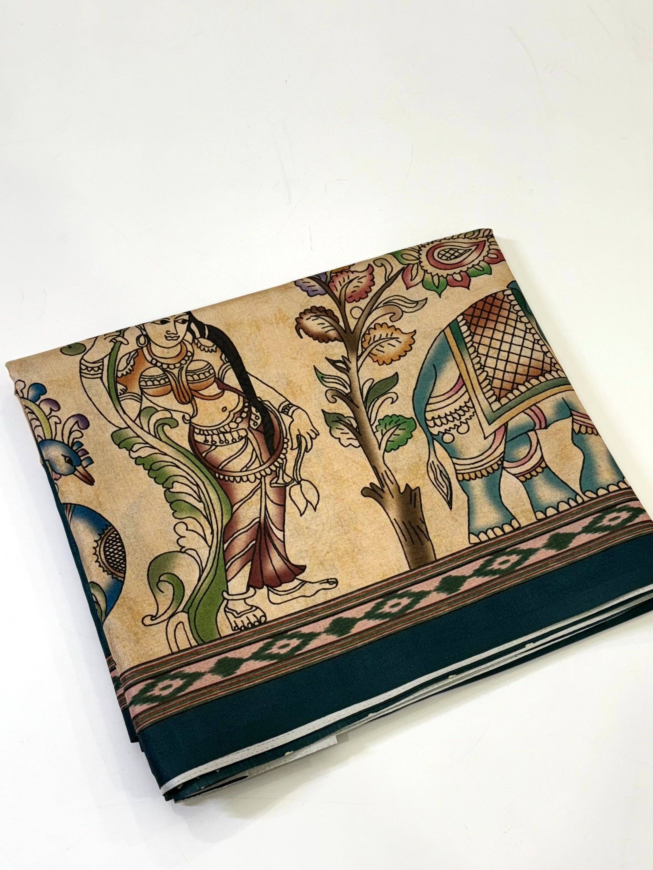 Radiant Semi Tussar Silk Kalamkari Saree