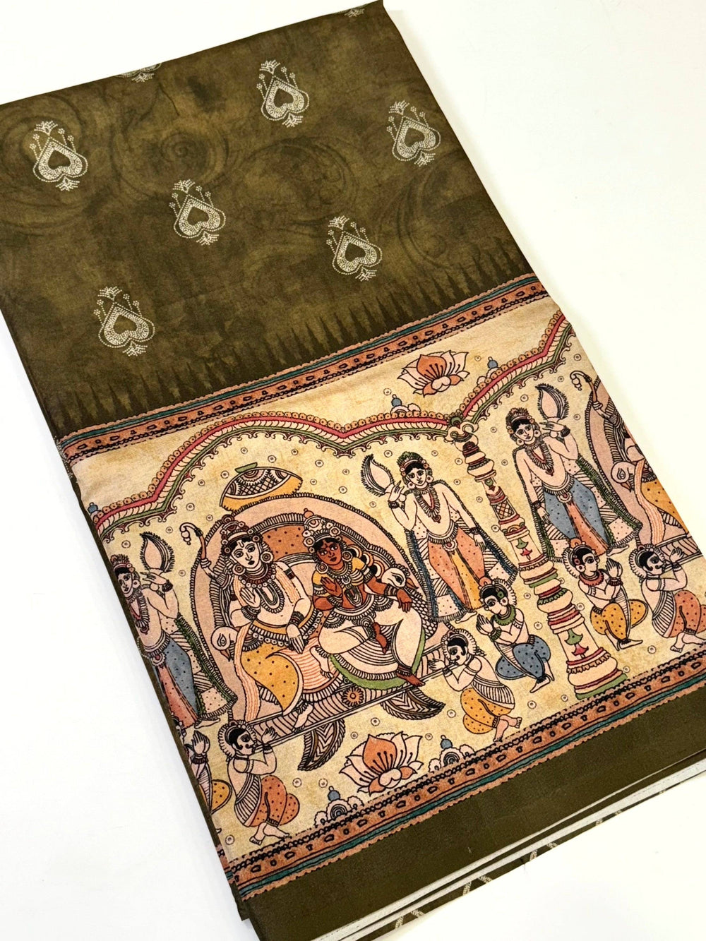 Vibrant Semi Tussar Silk Kalamkari Saree
