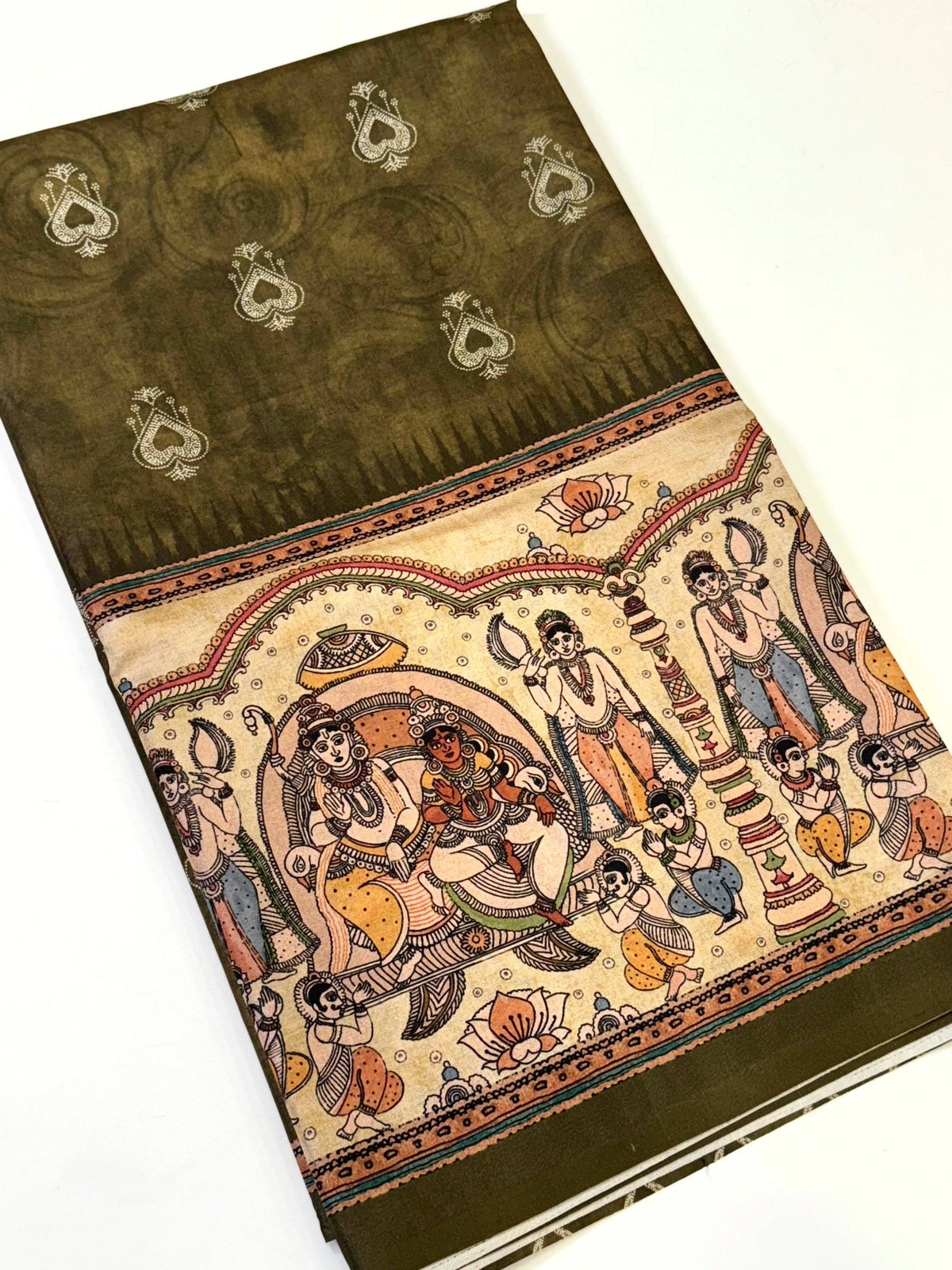 Vibrant Semi Tussar Silk Kalamkari Saree