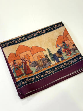 Opulent Semi Tussar Silk Kalamkari Saree