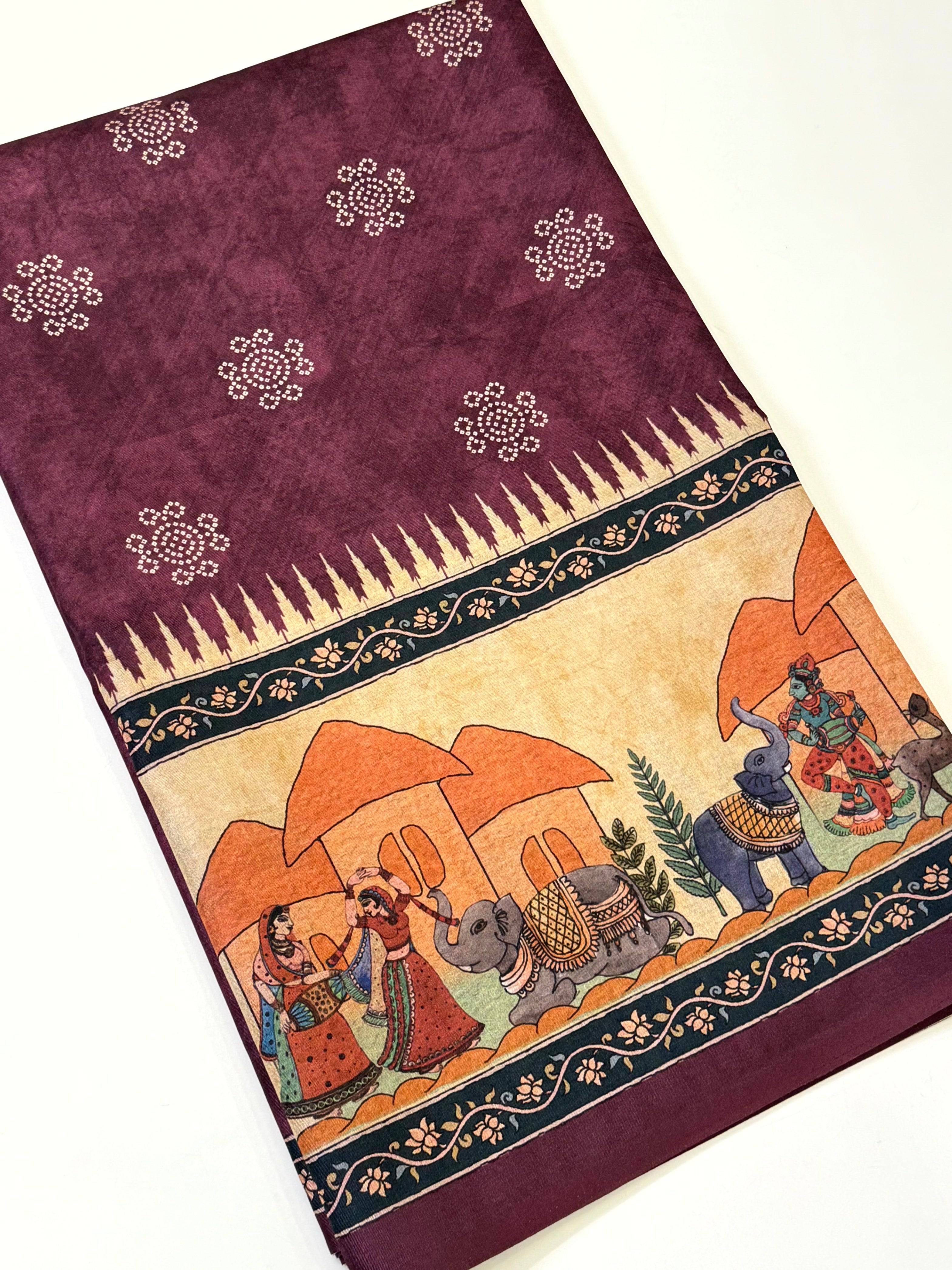 Opulent Semi Tussar Silk Kalamkari Saree