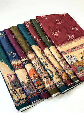 Radiance Semi Tussar Silk Kalamkari Saree