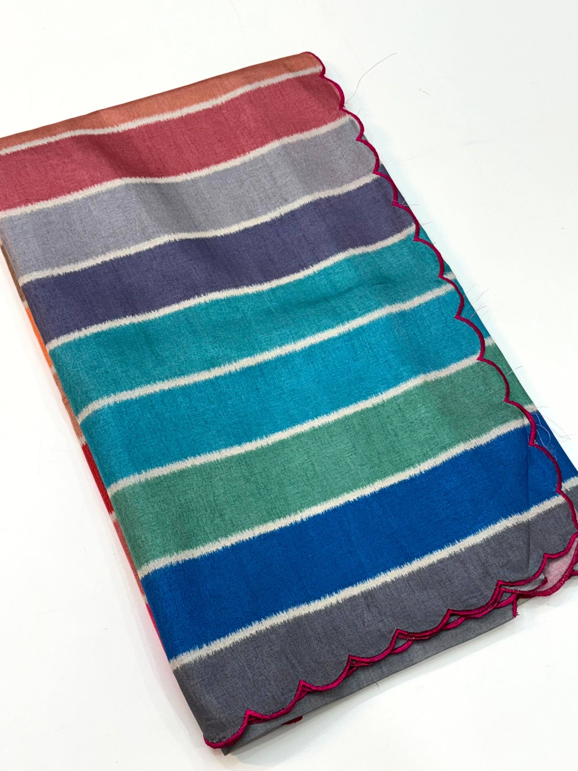 Rainbow Style Semi Tussar Silk Saree