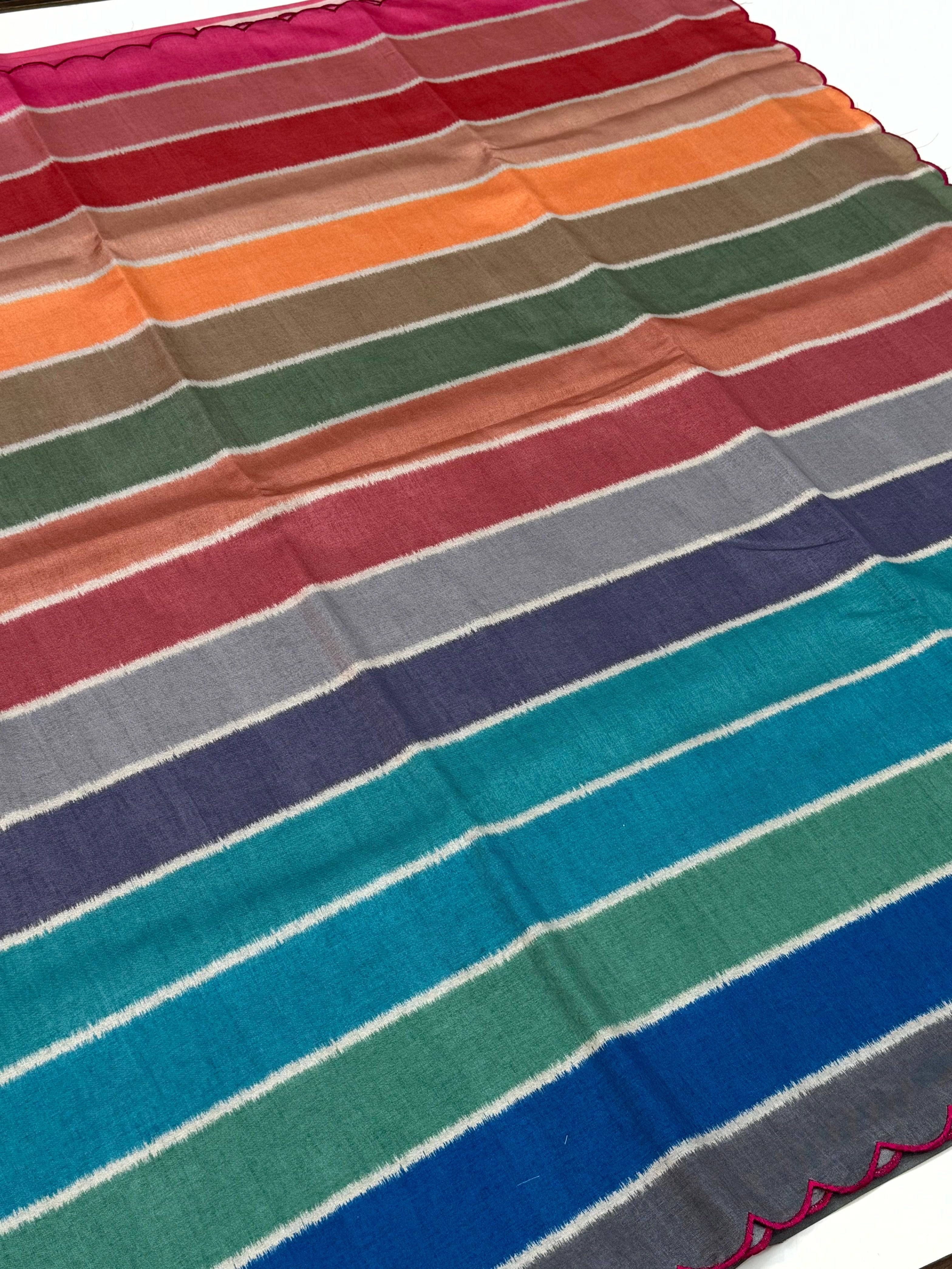 Rainbow Style Semi Tussar Silk Saree