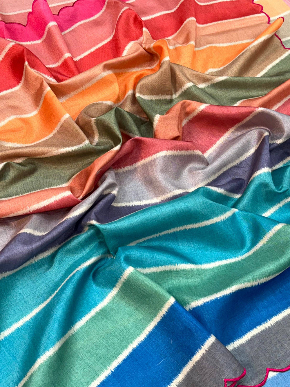 Rainbow Style Semi Tussar Silk Saree