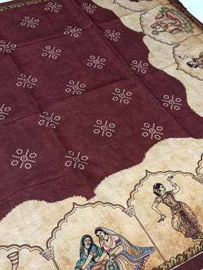 Regal Semi Tussar Silk Kalamkari Saree


