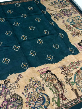 Radiant Semi Tussar Silk Kalamkari Saree