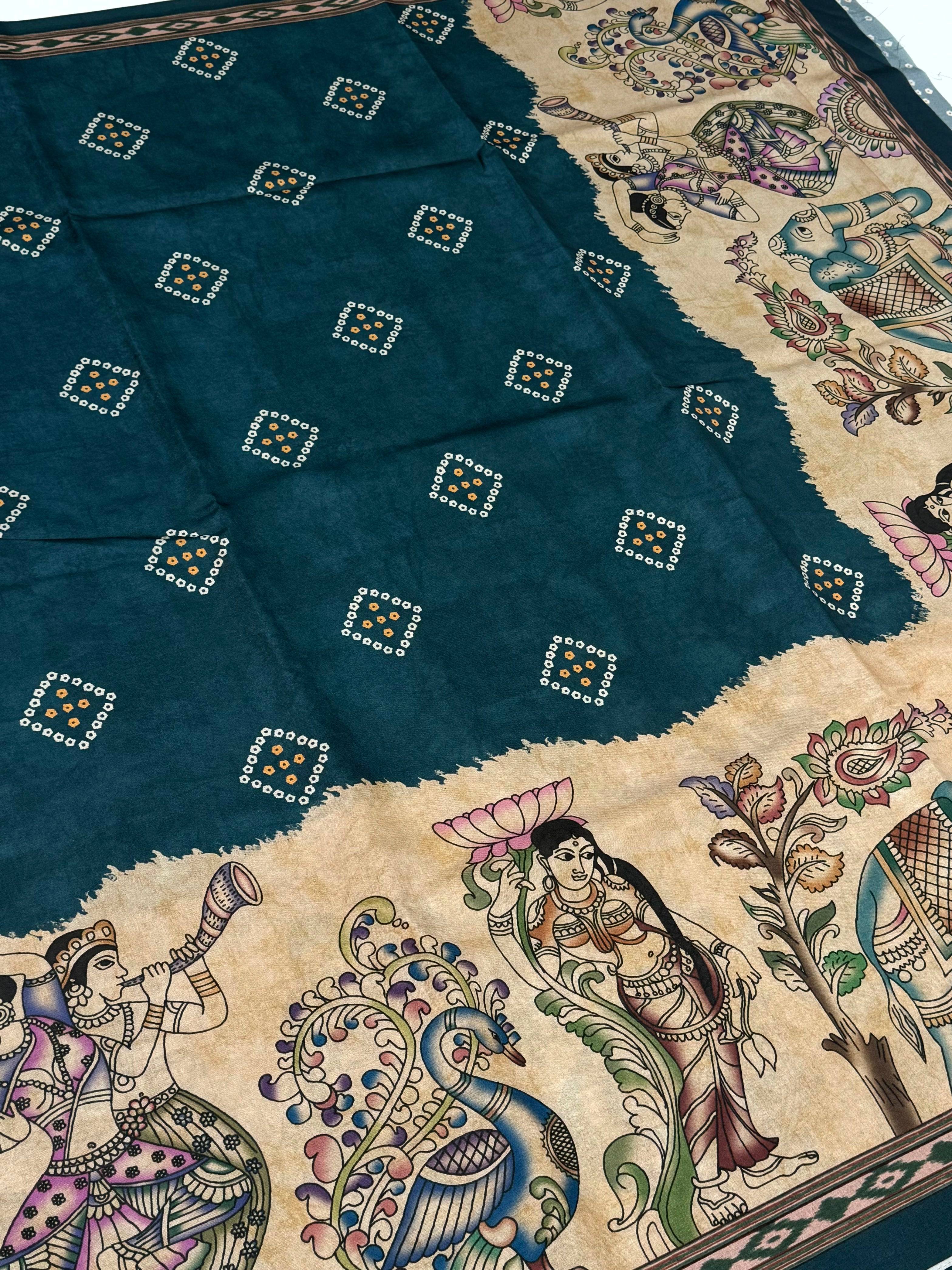 Radiant Semi Tussar Silk Kalamkari Saree