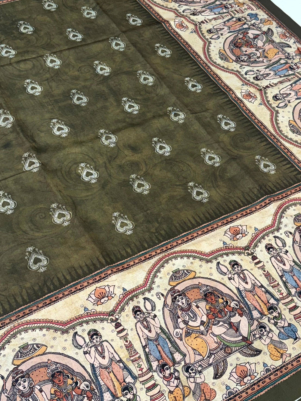 Vibrant Semi Tussar Silk Kalamkari Saree