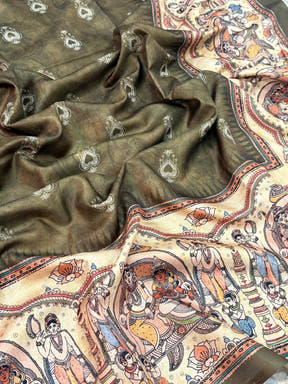 Vibrant Semi Tussar Silk Kalamkari Saree
