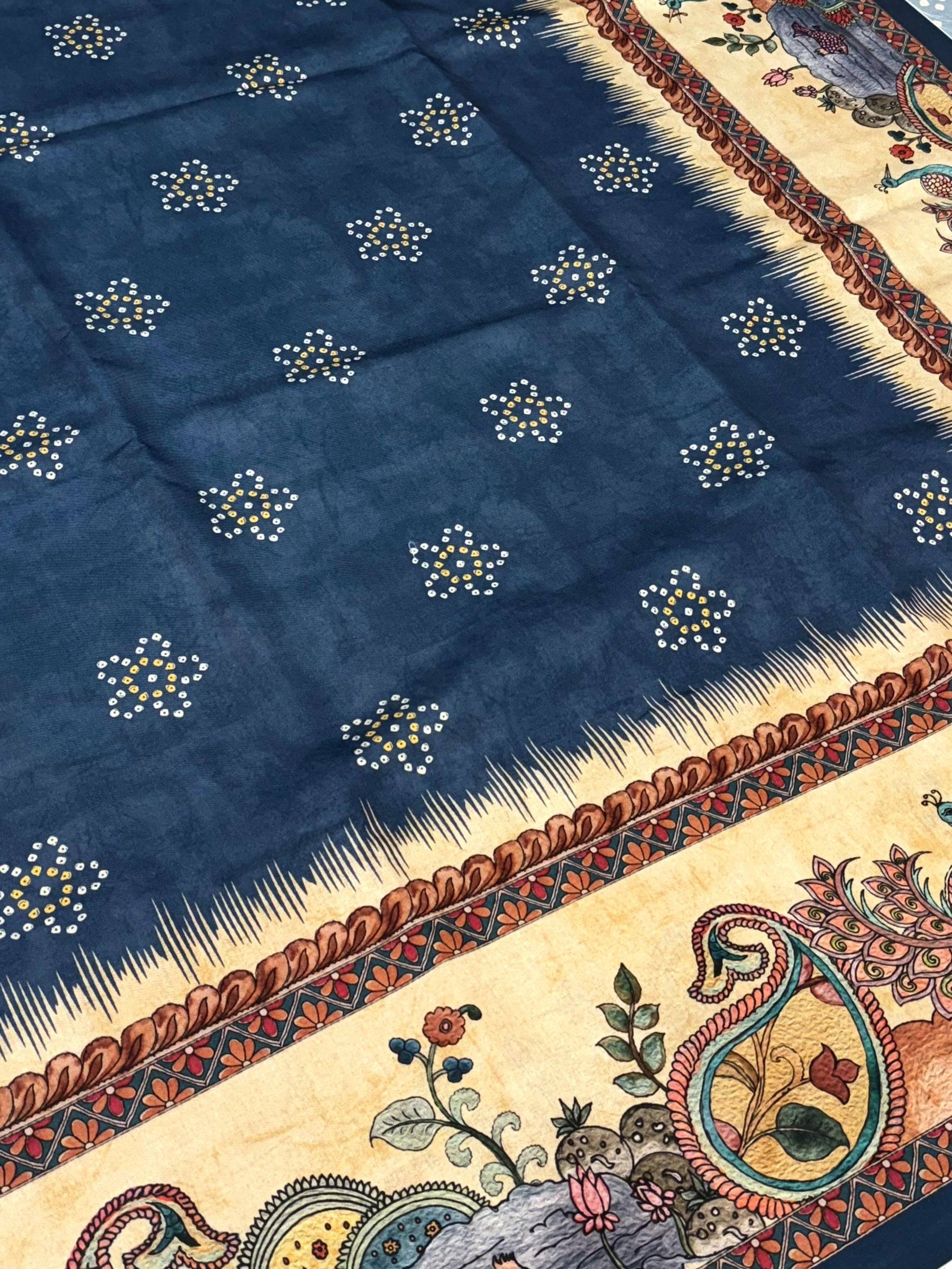 Elegant Semi Tussar Silk Kalamkari Saree