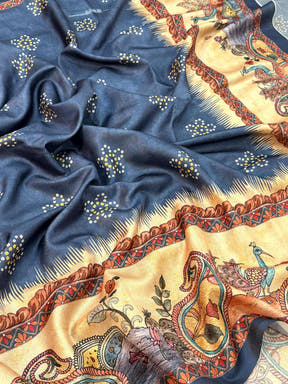 Elegant Semi Tussar Silk Kalamkari Saree