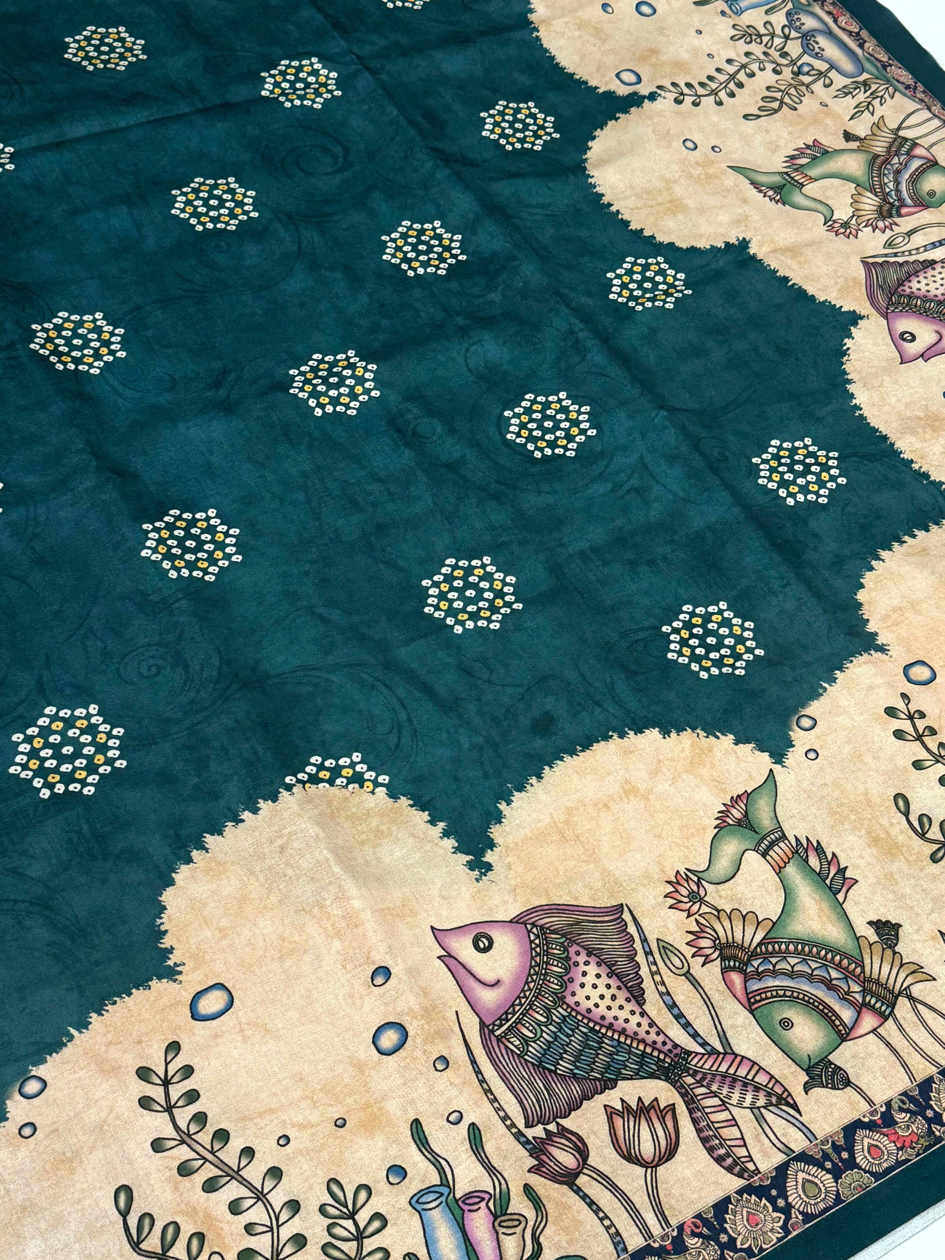 
Artistic Semi Tussar Silk Kalamkari Saree