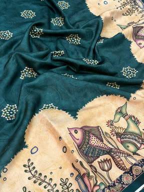 
Artistic Semi Tussar Silk Kalamkari Saree