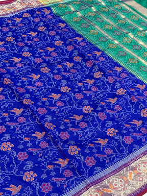 Purple Pochampally Double Ikkat Saree