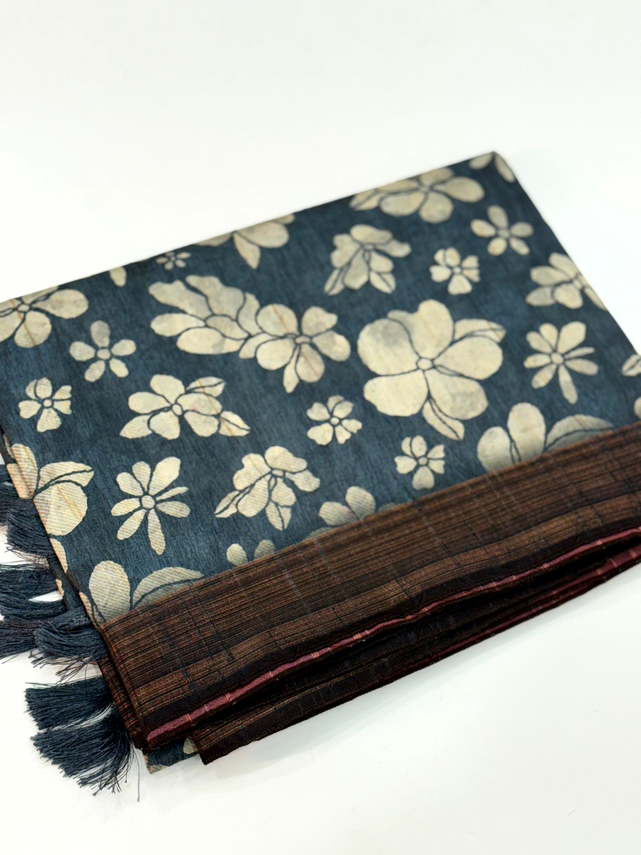 Elegant Grey Soft Ghicha Saree