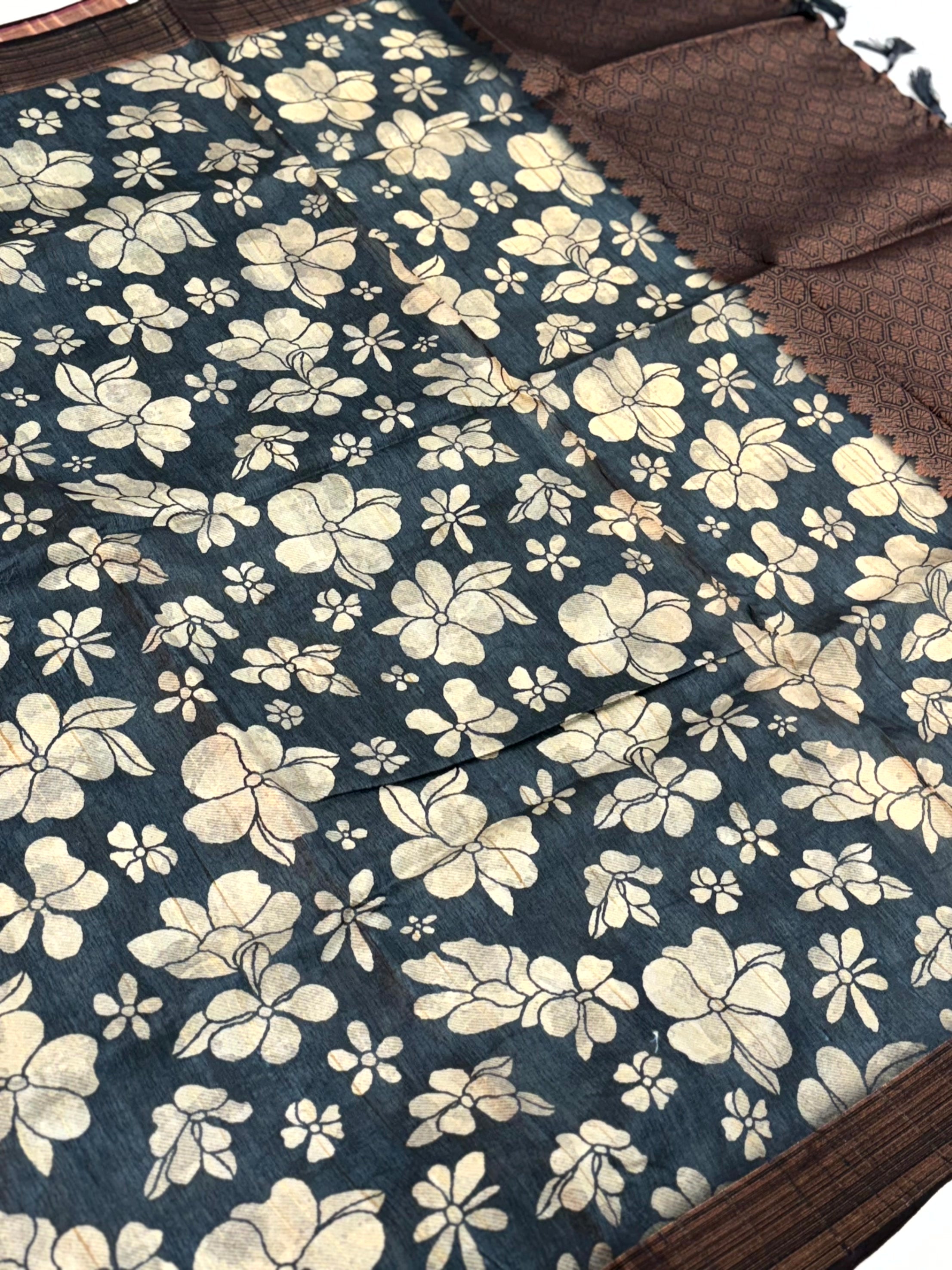 Elegant Grey Soft Ghicha Saree