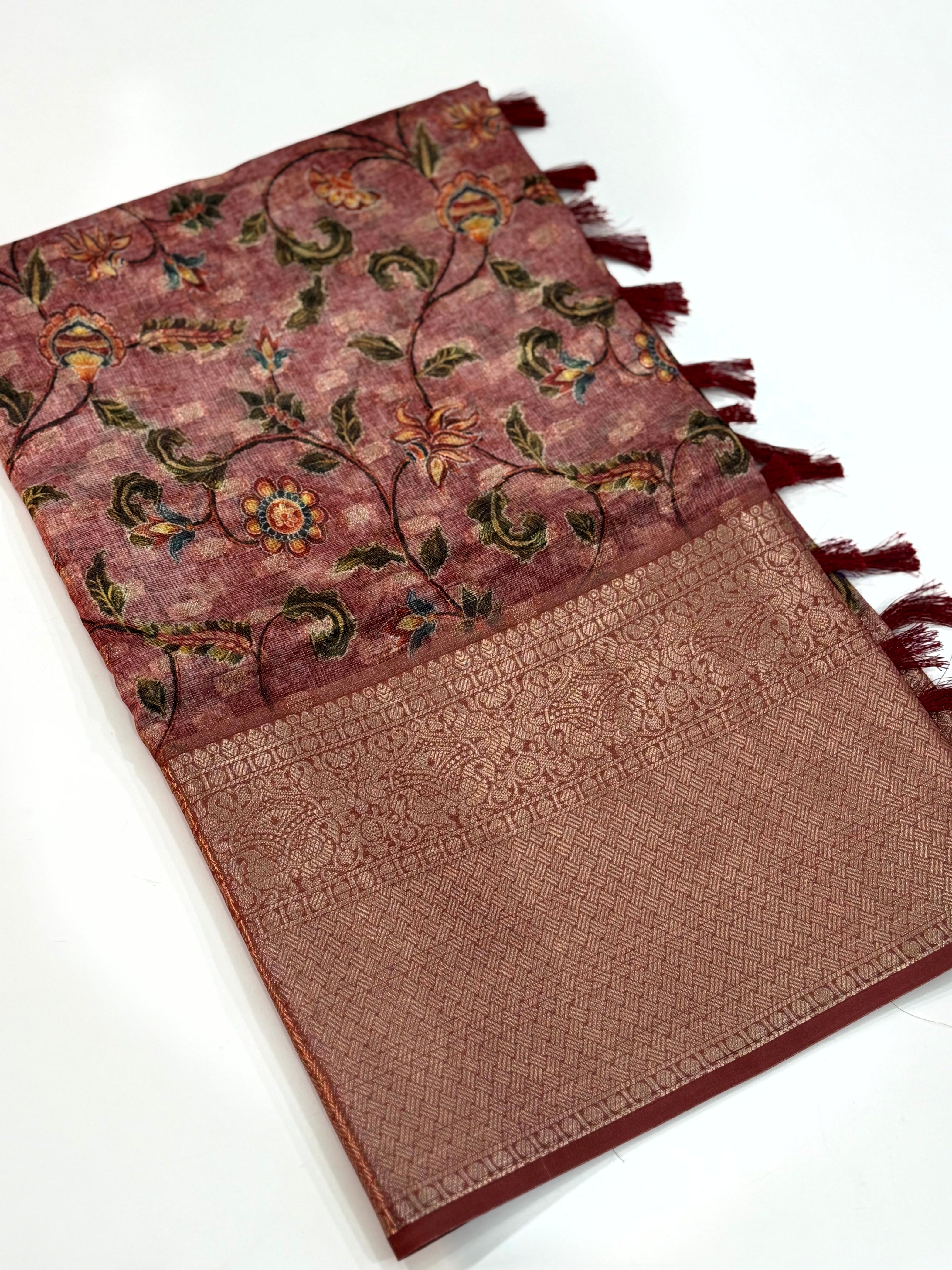 Opulent Kalamkari Kota Doriya Saree
