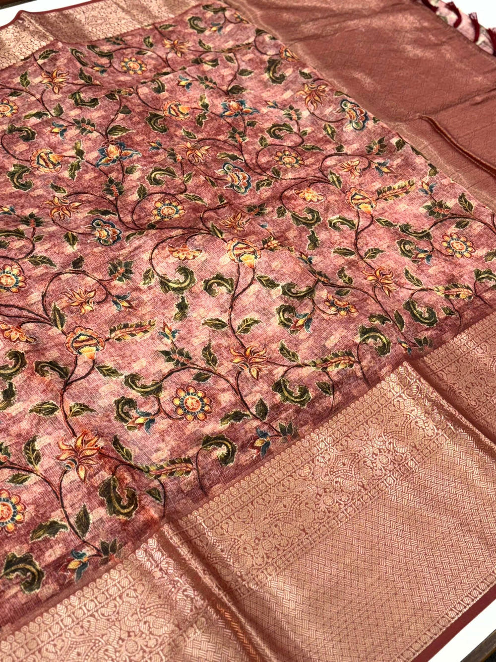 Opulent Kalamkari Kota Doriya Saree