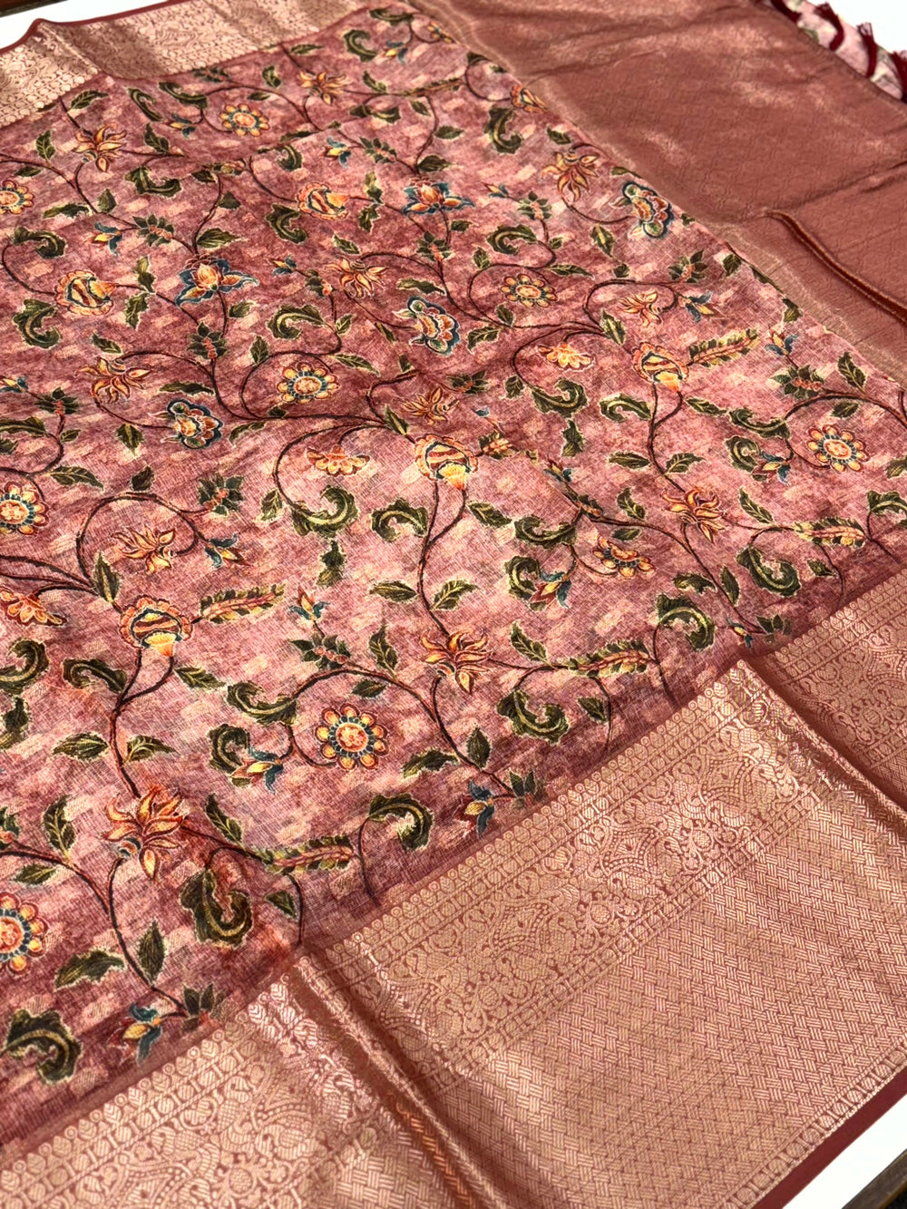 Opulent Kalamkari Kota Doriya Saree