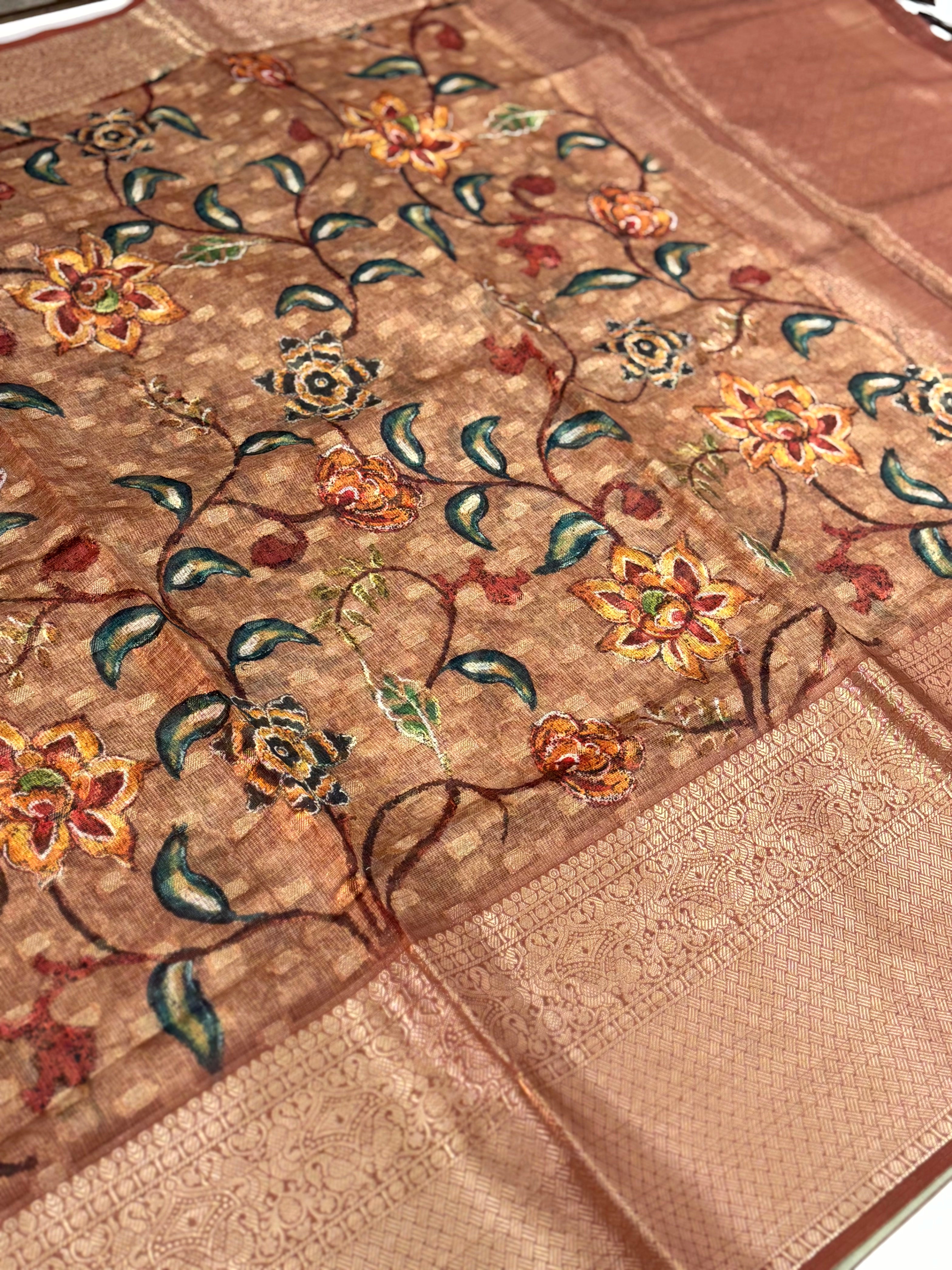Majestic Kalamkari Kota Doriya Saree
