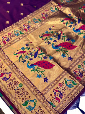 Royal Purple Soft Silk Paithani Saree