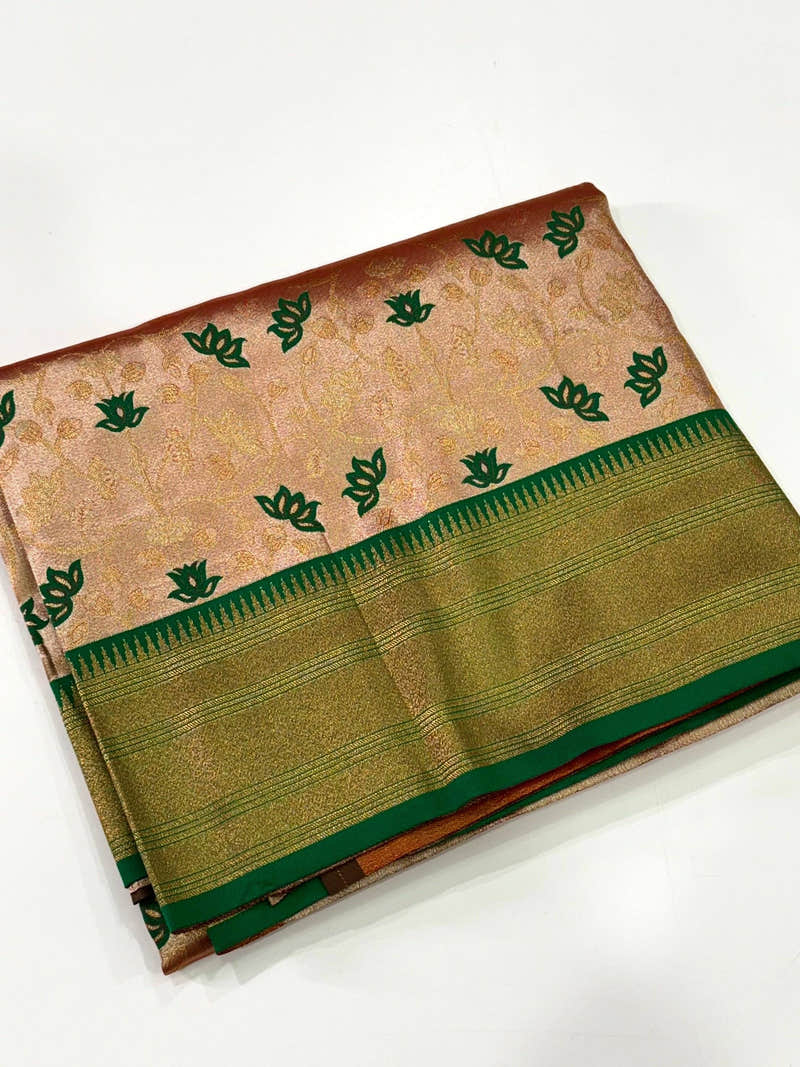 Light Orange Kanjivaram Pattu Saree