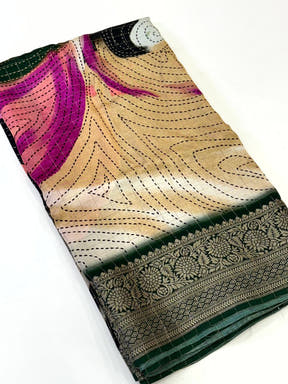 Opulent Pure Viscose Dola Check Saree


