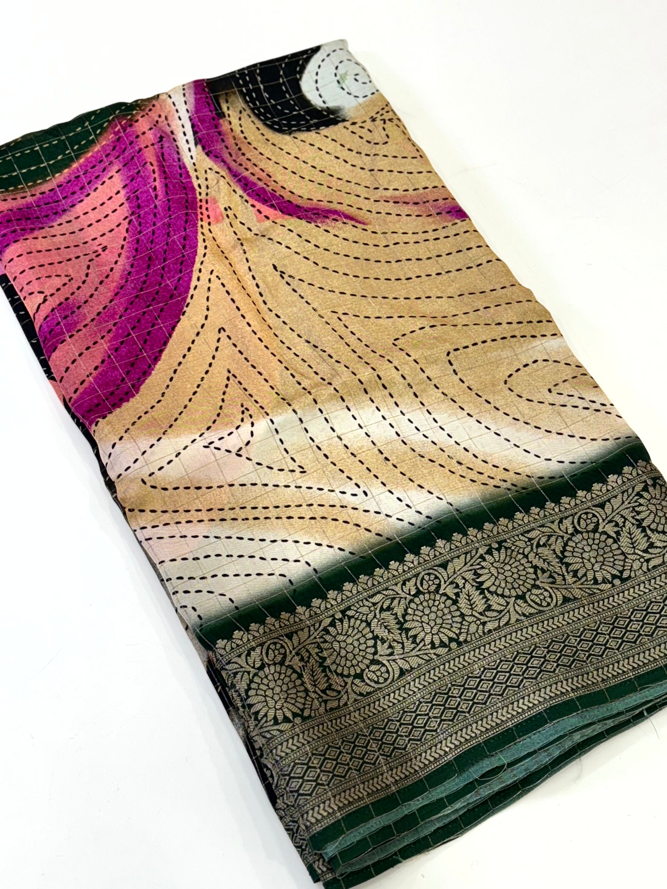 Opulent Pure Viscose Dola Check Saree


