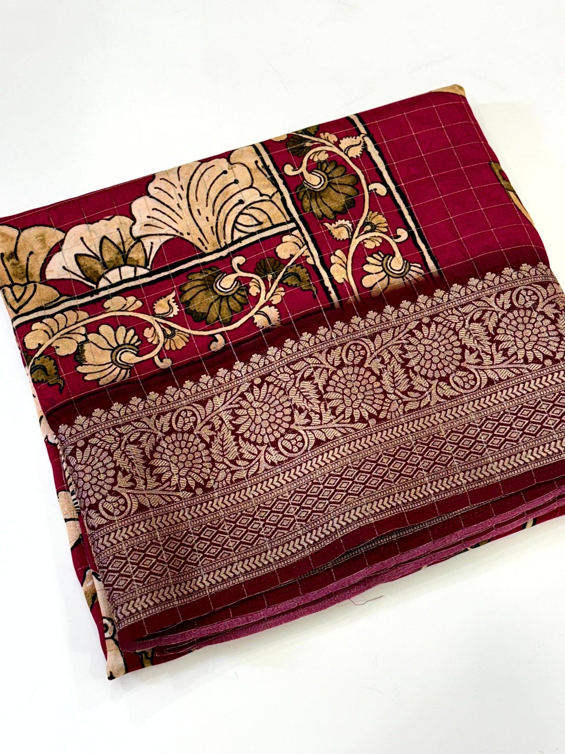 Artistic Pure Viscose Dola Check Saree


