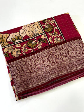 Artistic Pure Viscose Dola Check Saree


