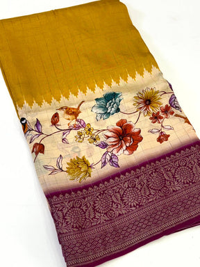 Vibrant Pure Viscose Dola Check Saree


