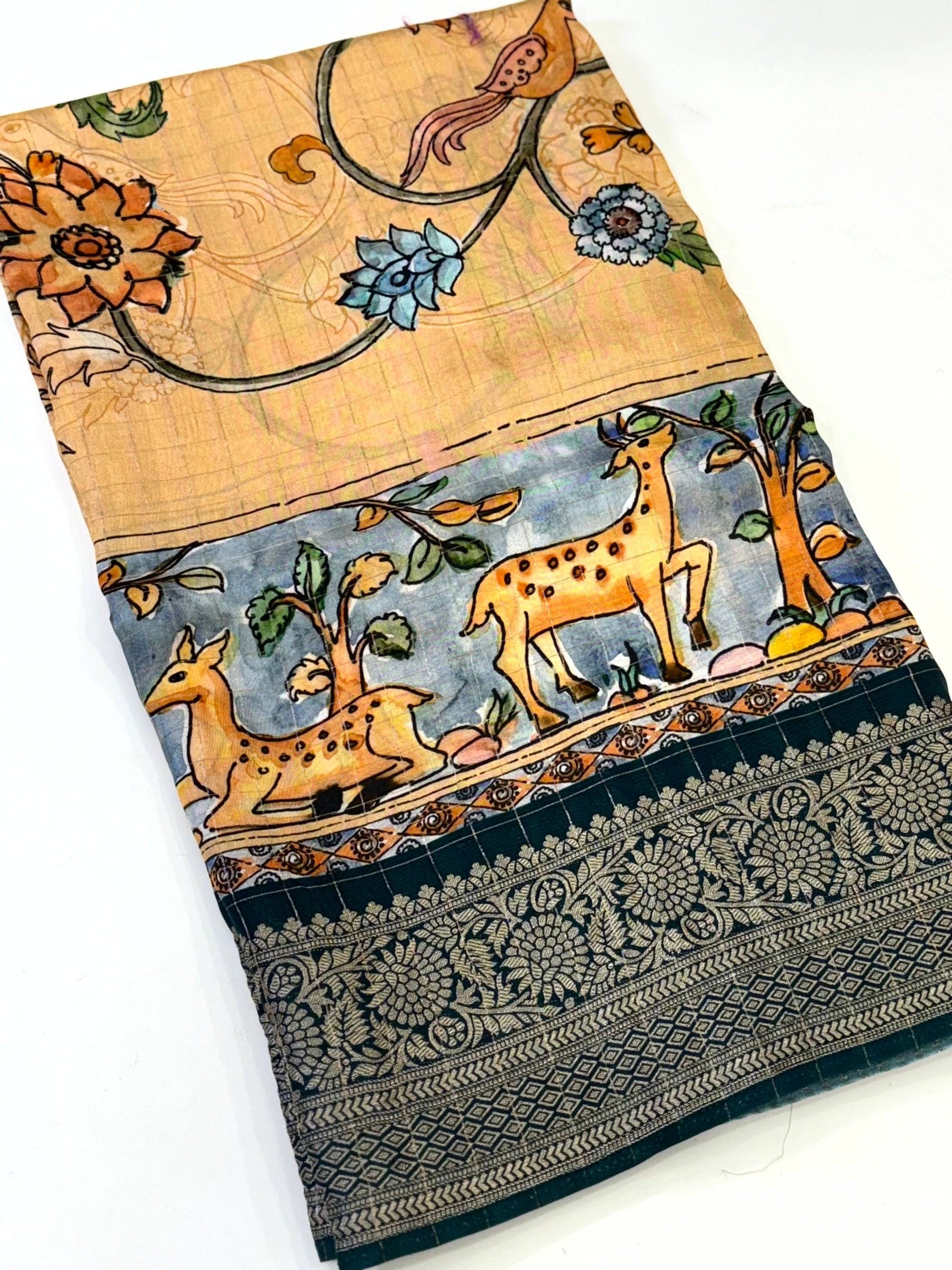 Radiance Pure Viscose Dola Check Saree