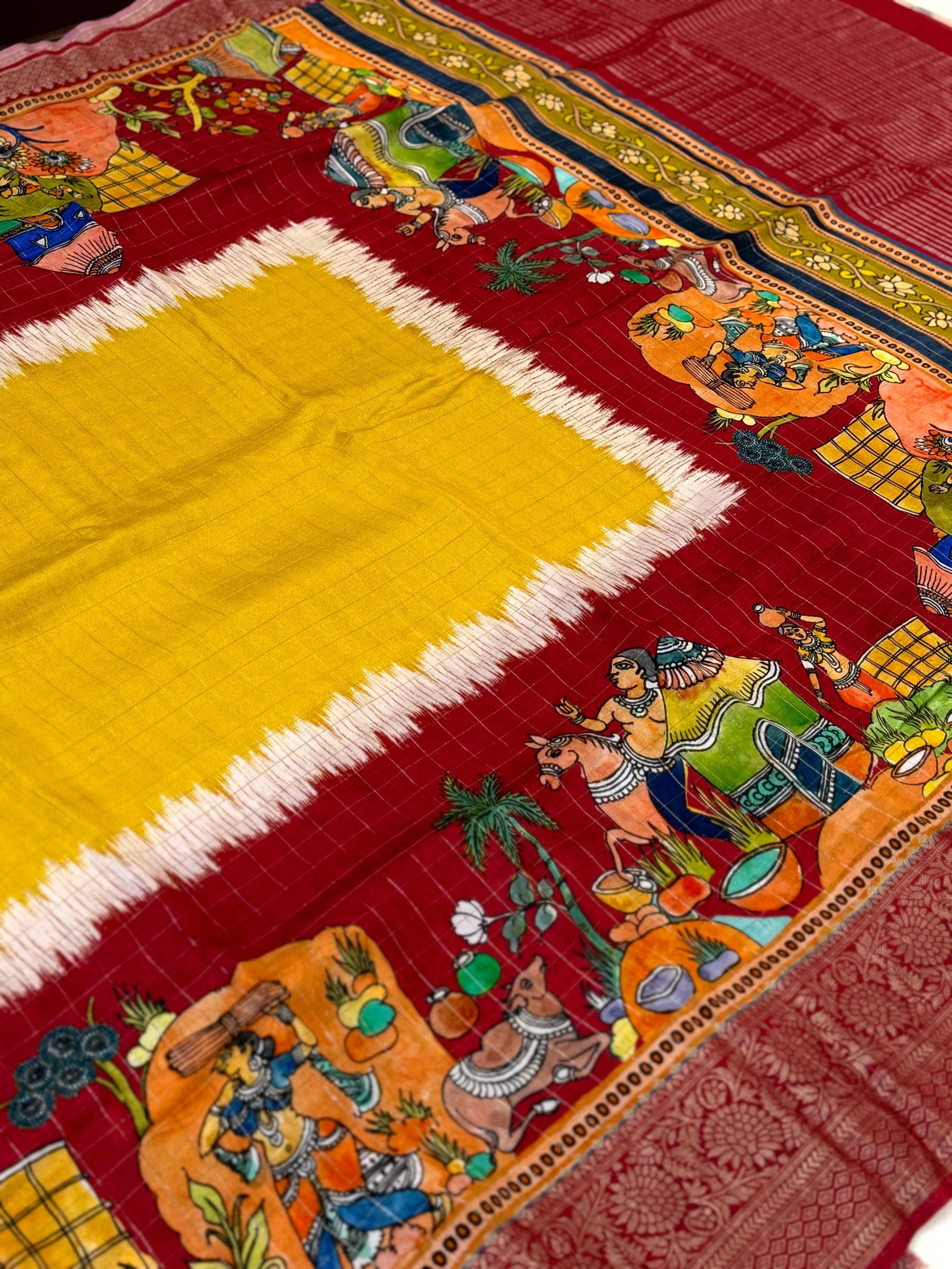 Stylish Pure Viscose Dola Check Saree


