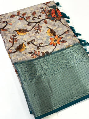 Bloom Kota Doriya Kalamkari Printed Saree


